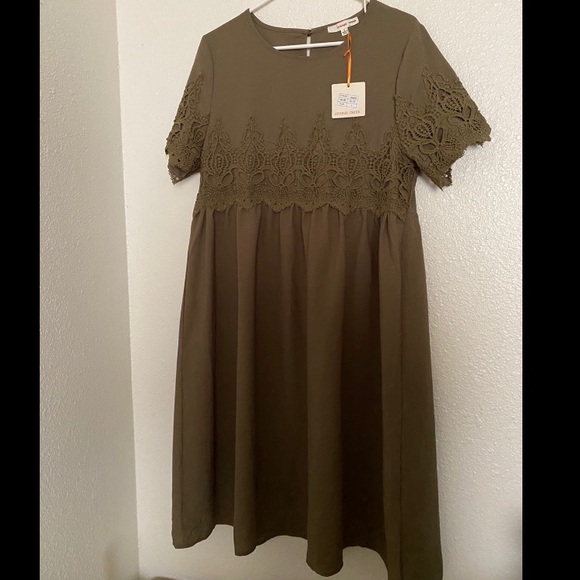 orange creek Dresses & Skirts - NWT Orange Creek Olive Green Lace Dress!!
